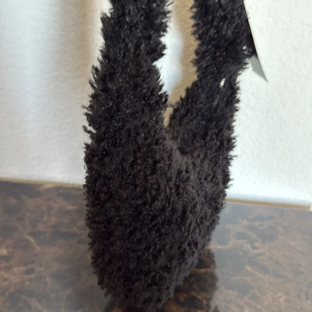 New! Slouchy Faux Fur Hobo Shoulder Handbag - Wild Fable, Black